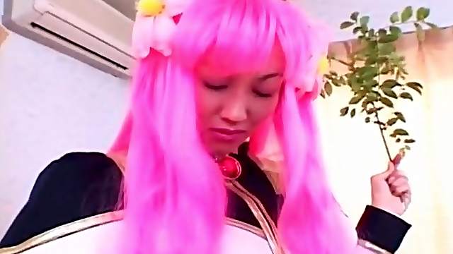Japanese cosplay girl gets her tits sucked on
