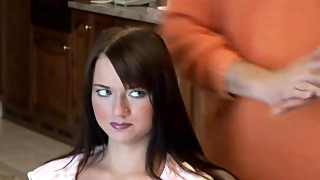 Teen model gets her makeup done and flashes pussy