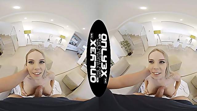 VR action with a busty wife needy to soak her lips in sperm